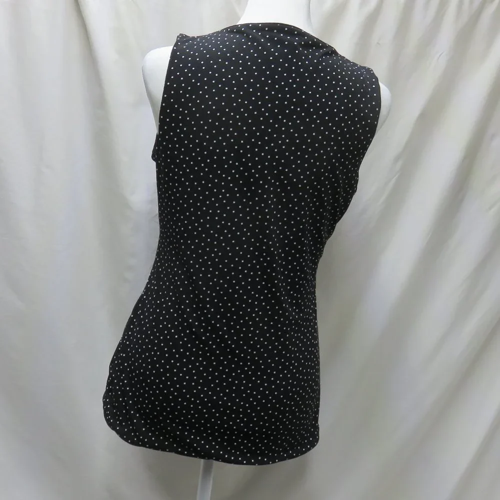 Women's Sleeveless Dressy Top with Illusion Neckline - Picture 2 of 6